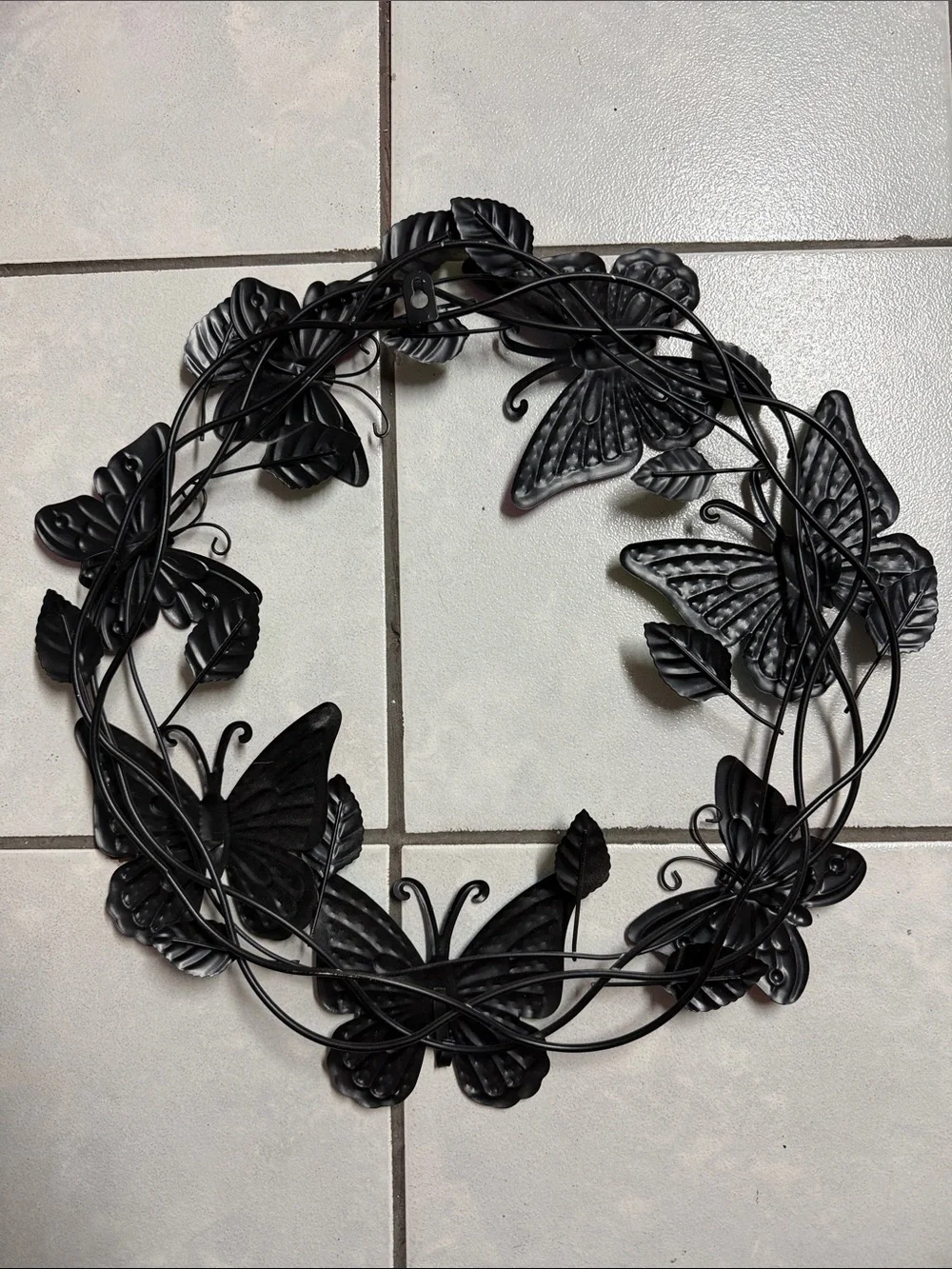 Multicolor Butterfly Wreath metal for Wall or front door decor 15 inches around